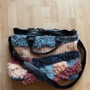 Cleobella Blue and Pink Textured Tote Bag